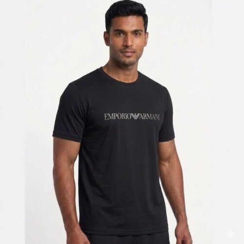 Emporio Armani Mesh Fabric Luxury T-Shirt – High-Density Logo (Premium Master Copy)