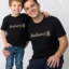 Burberry father and son matching shirts in jet black mesh fabric