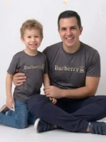 Burberry father and son matching shirts in grey mesh fabric