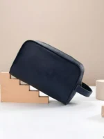 Navy Blue leather toiletry bag for men and women